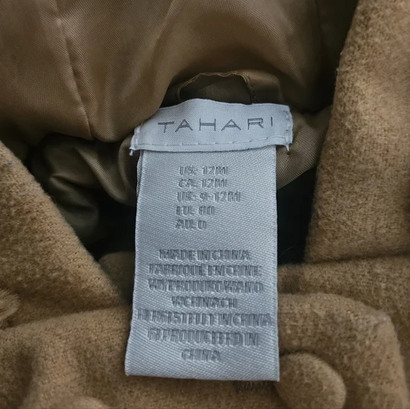 Tahari Baby Girl Tan Pea Coat - 12 Months - Picture 5 of 6